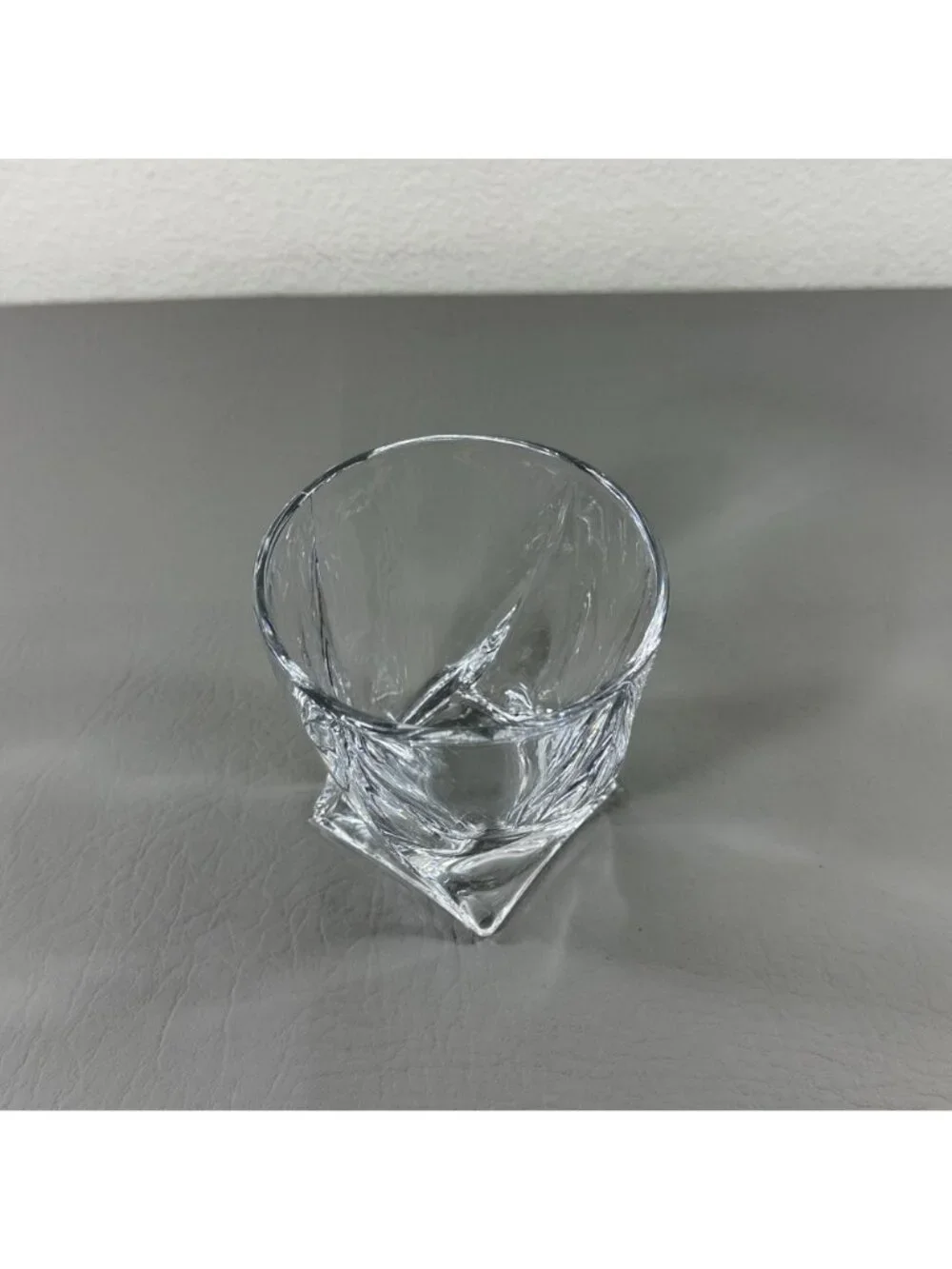 Vintage Crystal Twist Whiskey Glass Heavy Bottom Mid Century Modern Barware